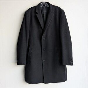 Hugo Boss virgin wool black long overcoat